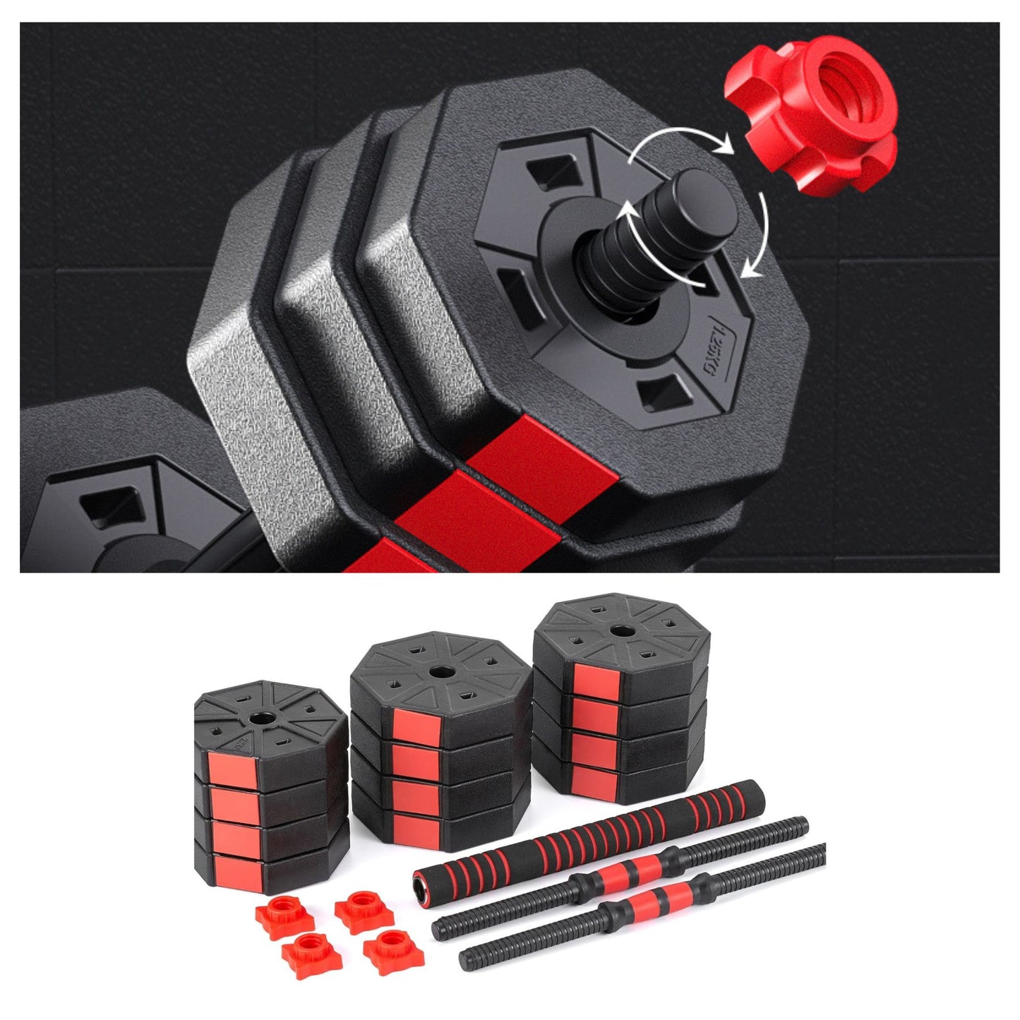Set Mancuernas Ajustables 20 Kg con Barra YEP SPORT