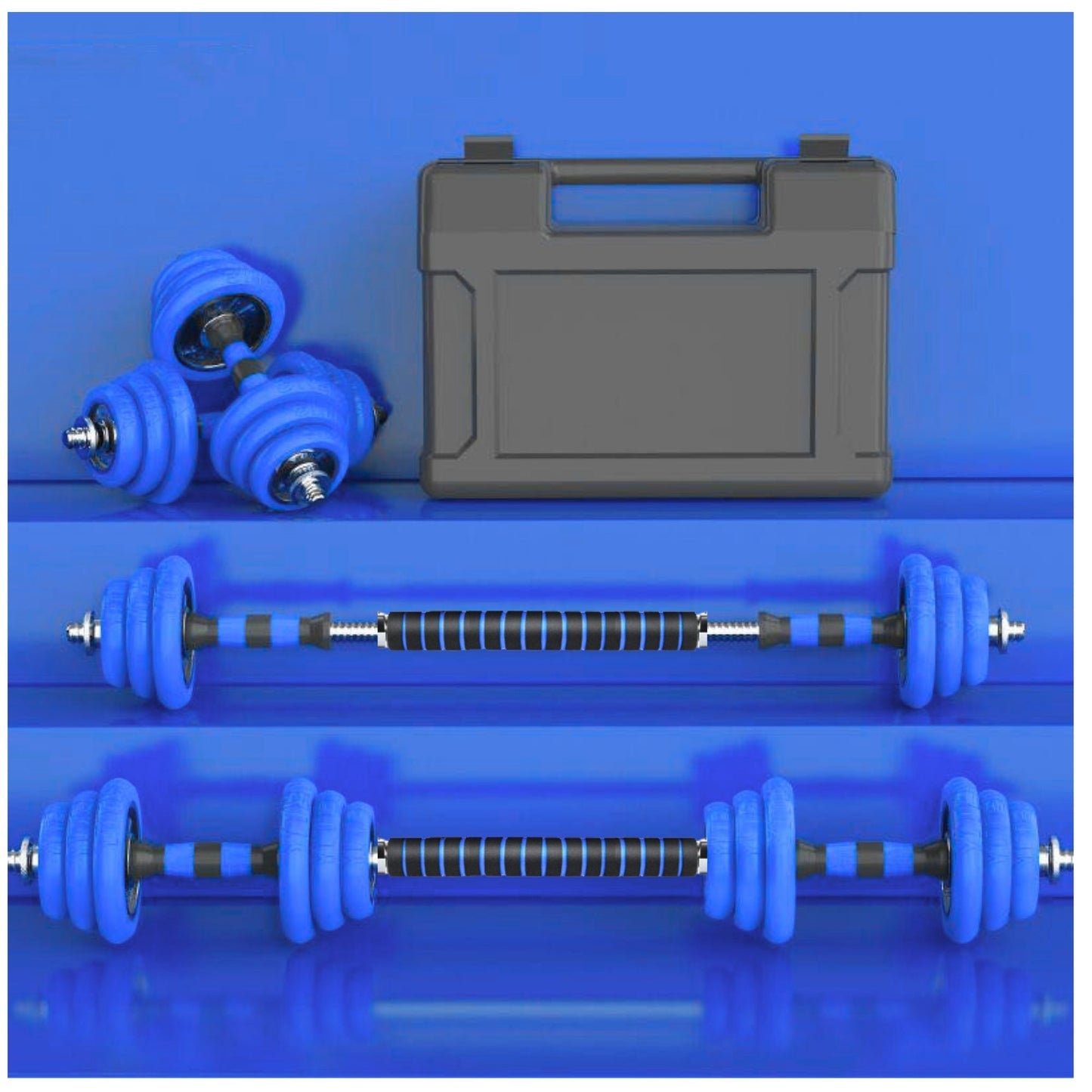 Set Mancuernas De Metal Cromadas Con Barra