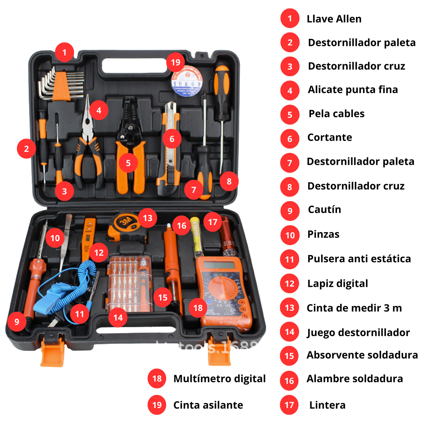 Set 31 Piezas Herramientas Electricista + Maletín Portátil