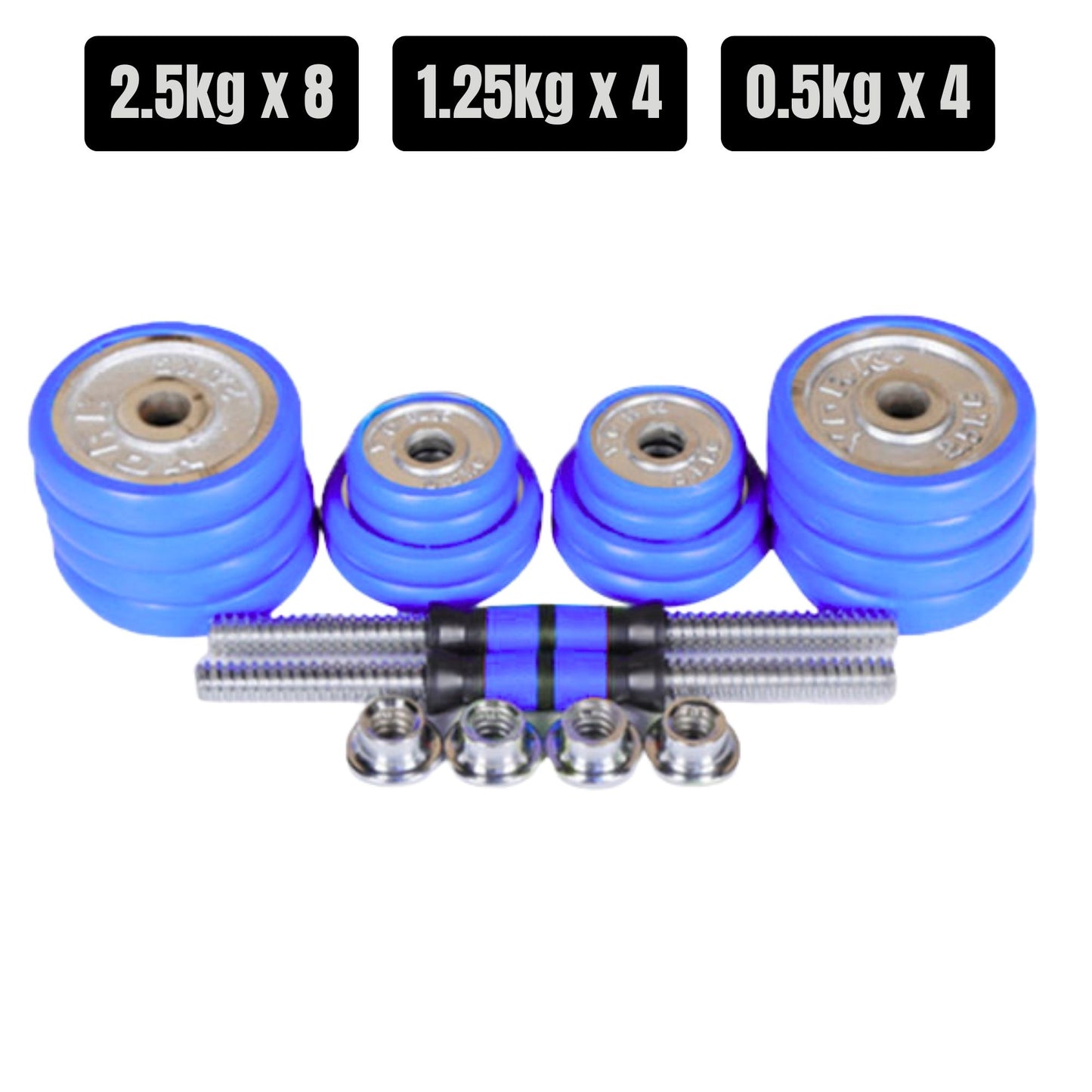 Set Mancuernas De Metal Cromadas Con Barra