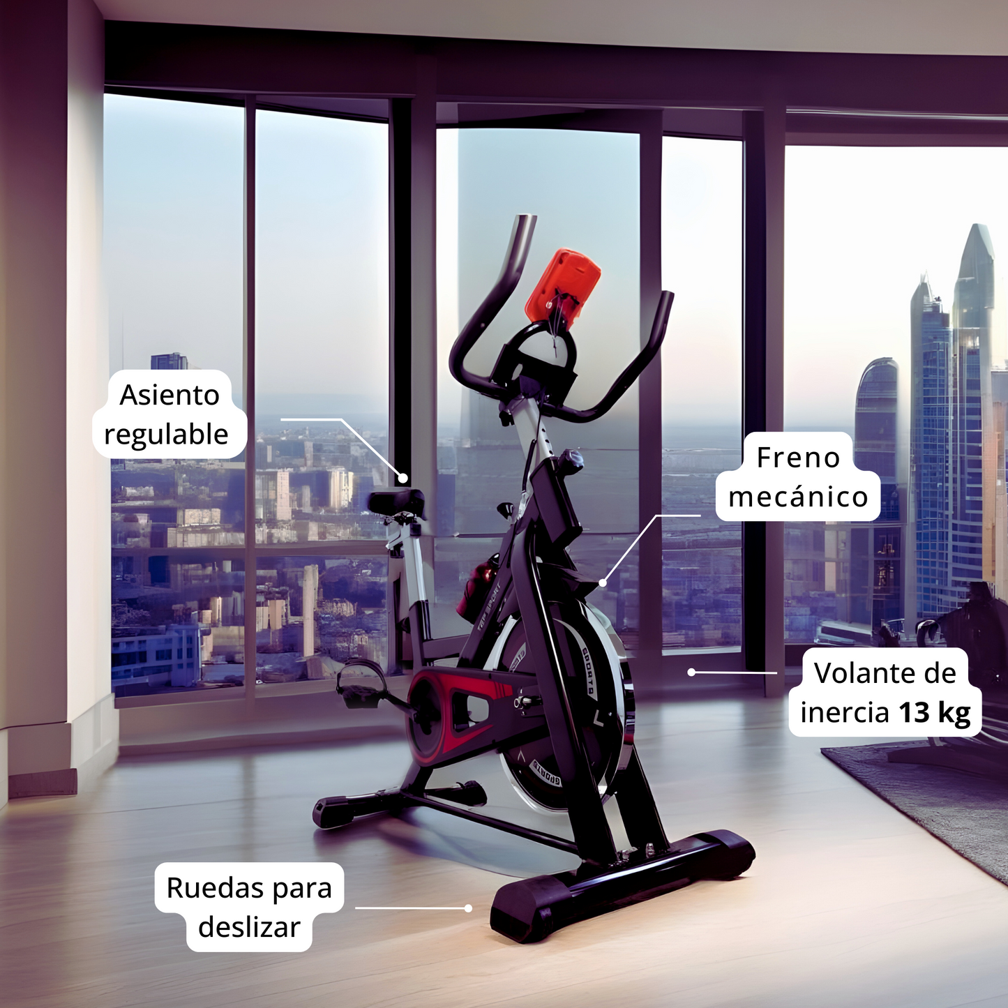 Bicicleta Spinning Rueda Inercia 13 Kg Yep1054 Negro