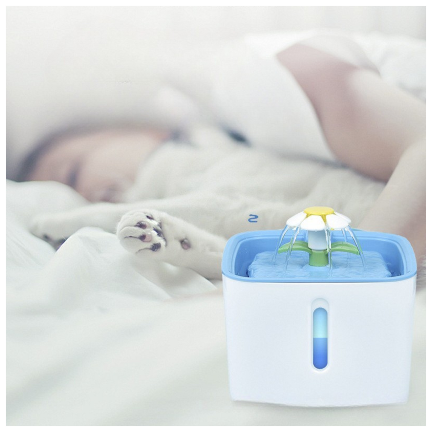 Fuente Bebedero Mascotas 2.5 L con luz nivel