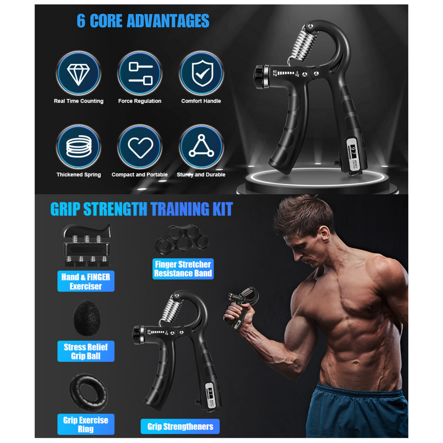 Set Hand Grip 5-60 Kg Manos Dedos Antebrazo