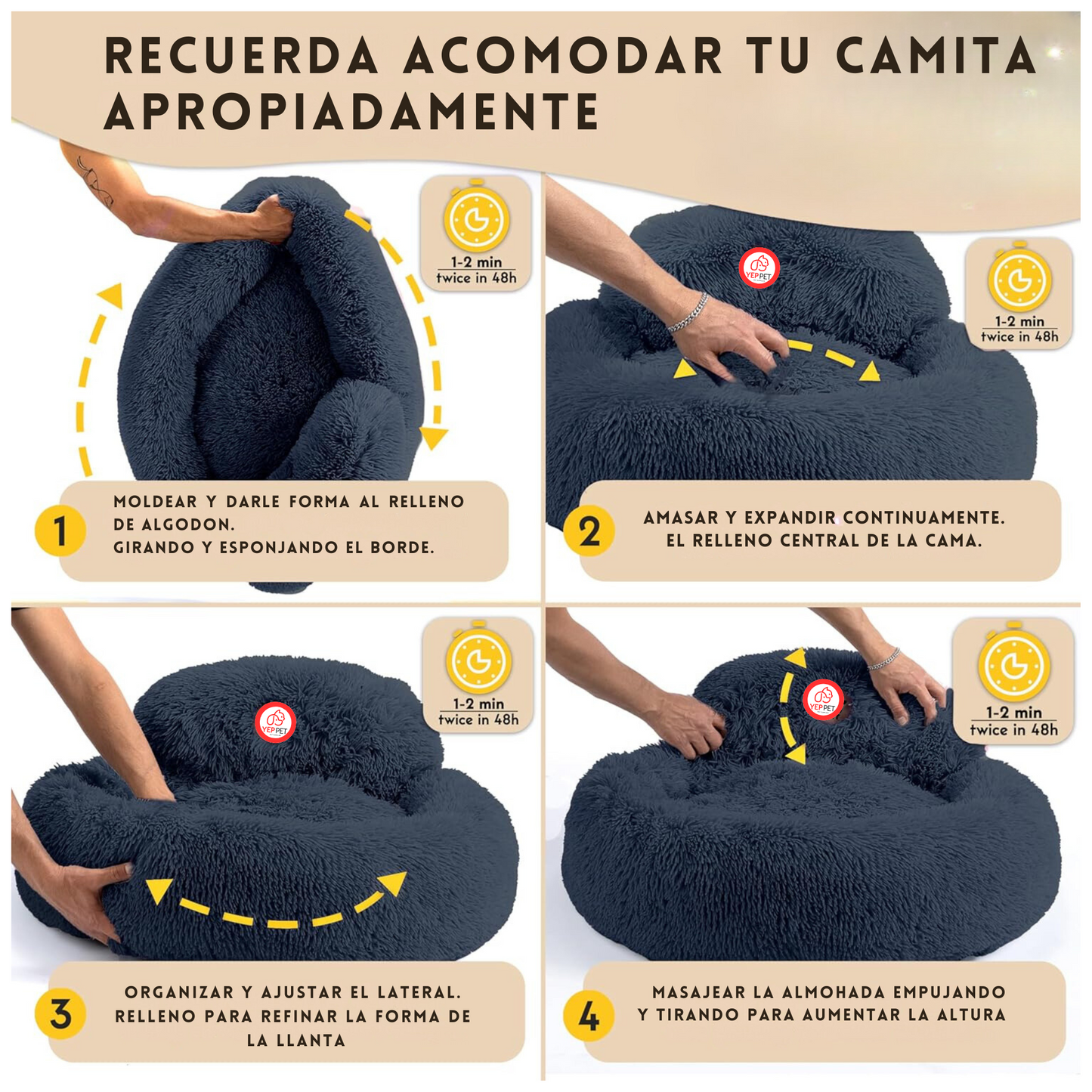 Cama Mascota Grande Antiestrés Y Ronquido