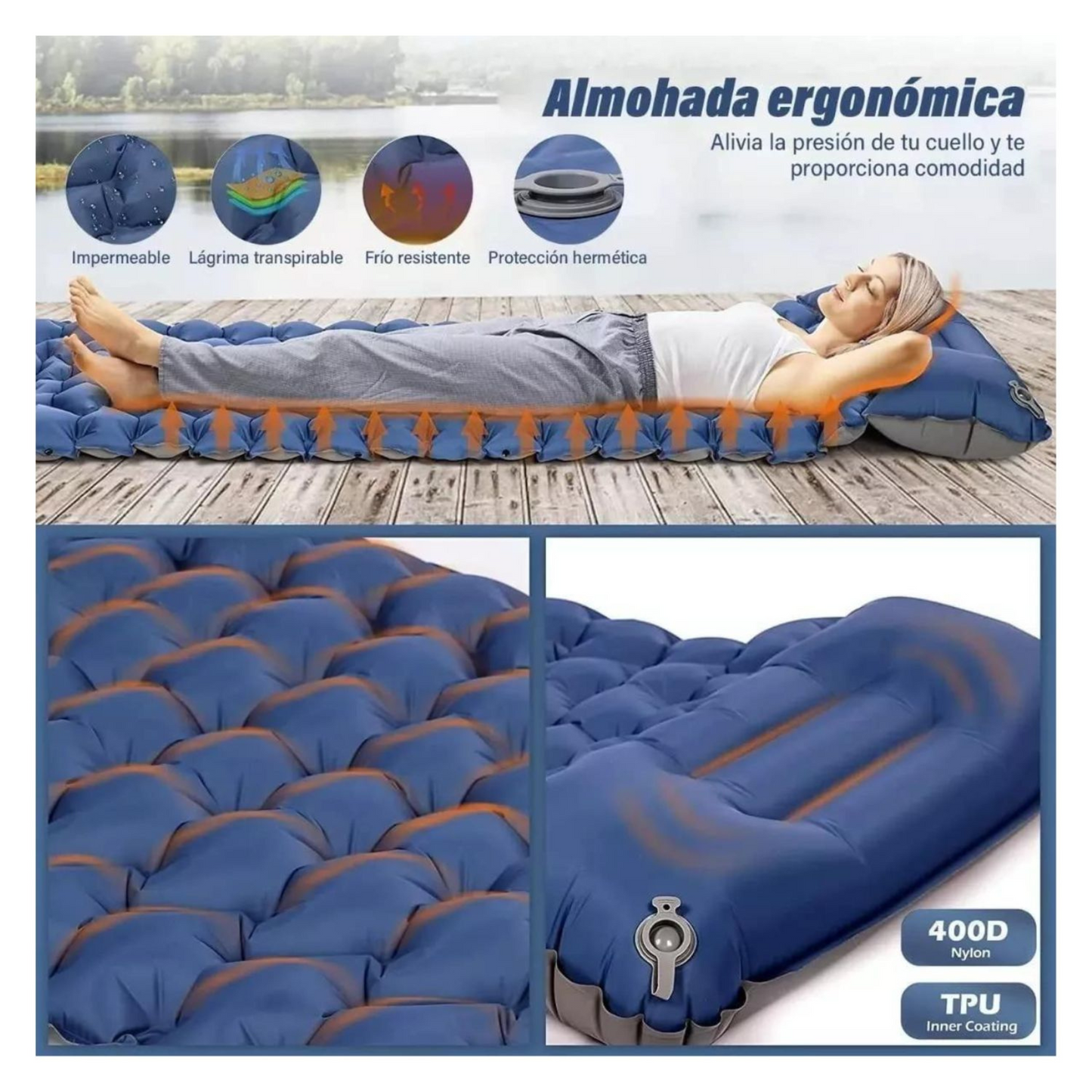 Colchon Inflable Plegable Para Camping Outdoor