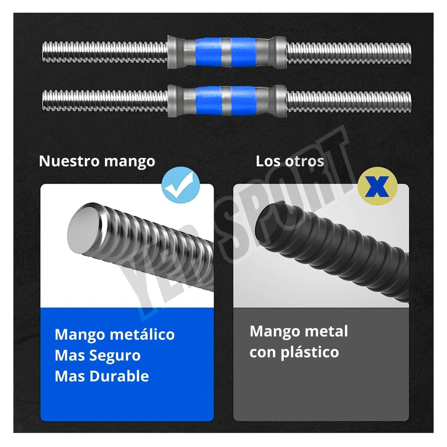 Set Mancuernas De Metal Cromadas Con Barra
