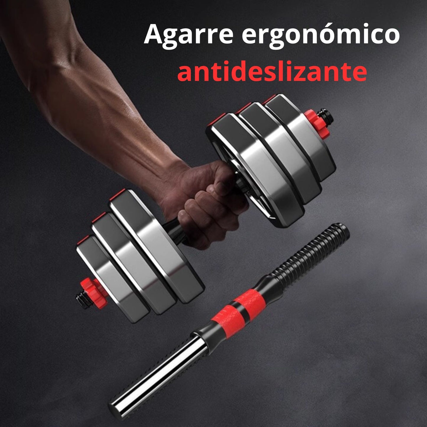 Set Mancuernas Ajustables Hexagonal Barra Rusa Kettlebell