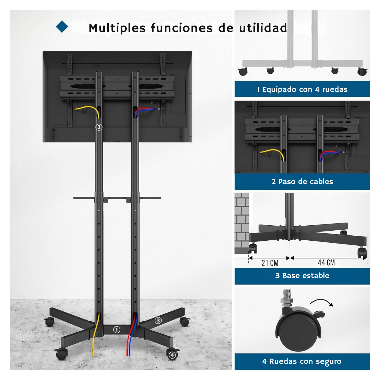 Soporte Tv Pedestal Con Ruedas 32-70 Pulgadas