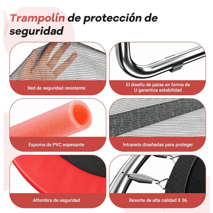Cama Elástica Roja 150cm Con Barra y Juguetes